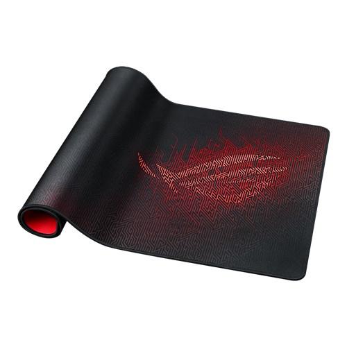 ASUS ROG SHEATH NC01-1A Gaming Mousepad with red rubber base and anti-fray stitching, measuring 900x440x3mm.